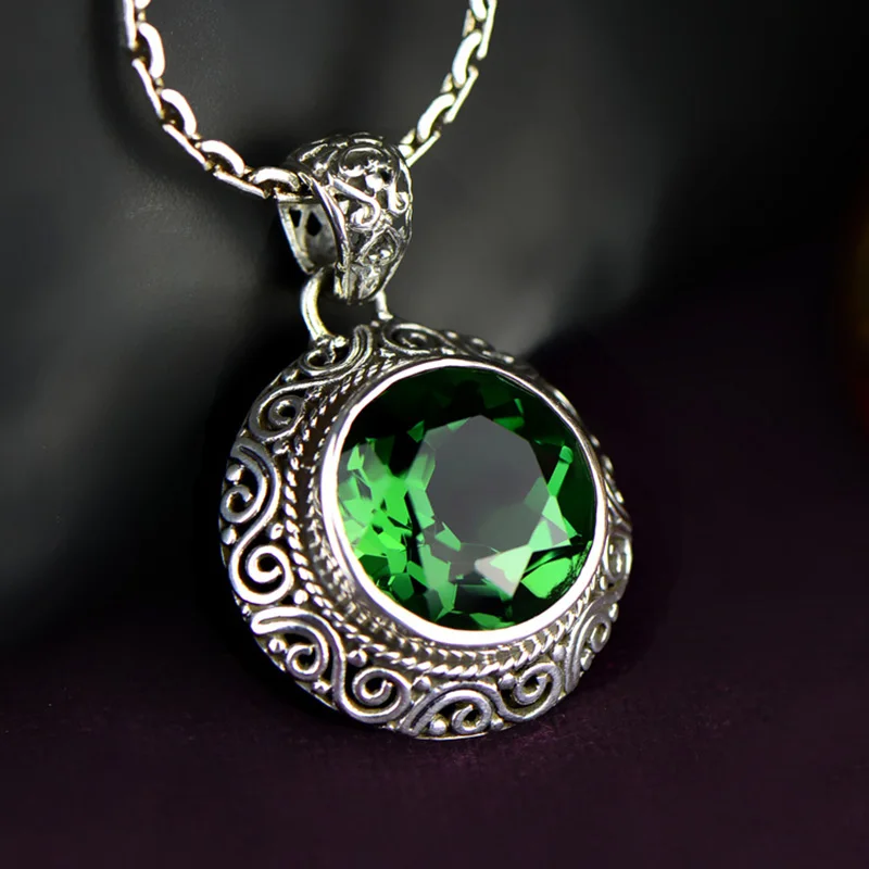 Настоящее чистое серебро 925 пробы Подвеска для женщин изумруд натуральный