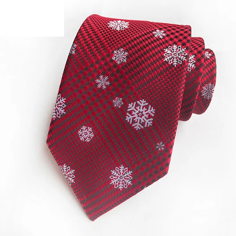 Мужской Рождественский галстук HOOYI шелковый Санта Клауса для вечерние красный 8
