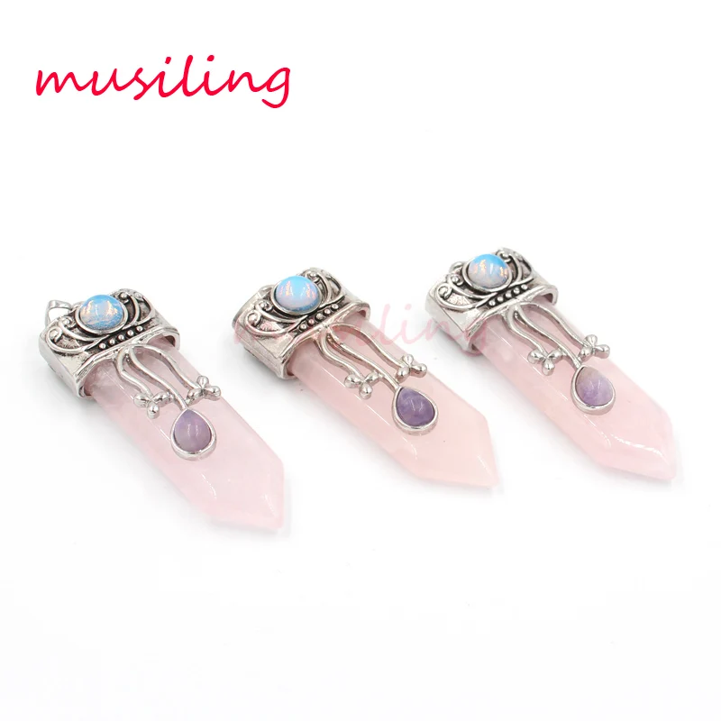 Подвеска с мечом Маятник из натурального камня розовым кристаллом посеребренные