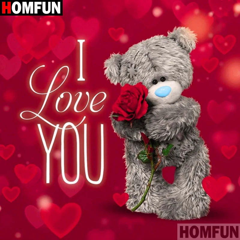 

HOMFUN Full Square/Round Drill 5D DIY Diamond Painting "Cartoon bear" 3D Diamond Embroidery Cross Stitch Home Decor A19420