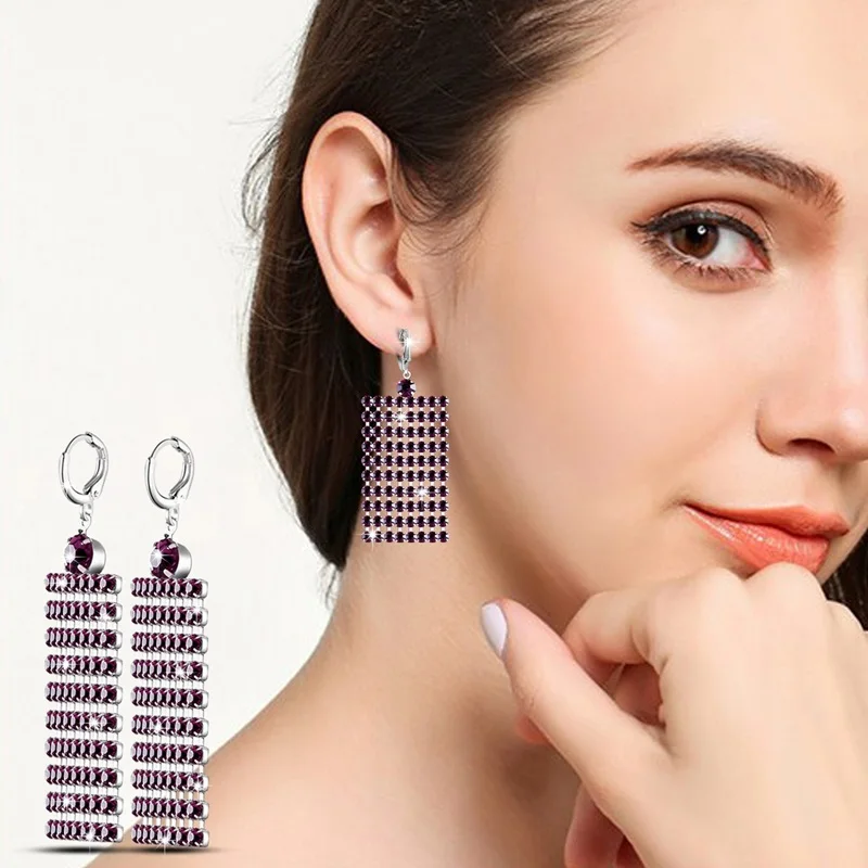 Серьги OMHXZJ из стерлингового серебра 30% пробы с красными длинными кисточками и