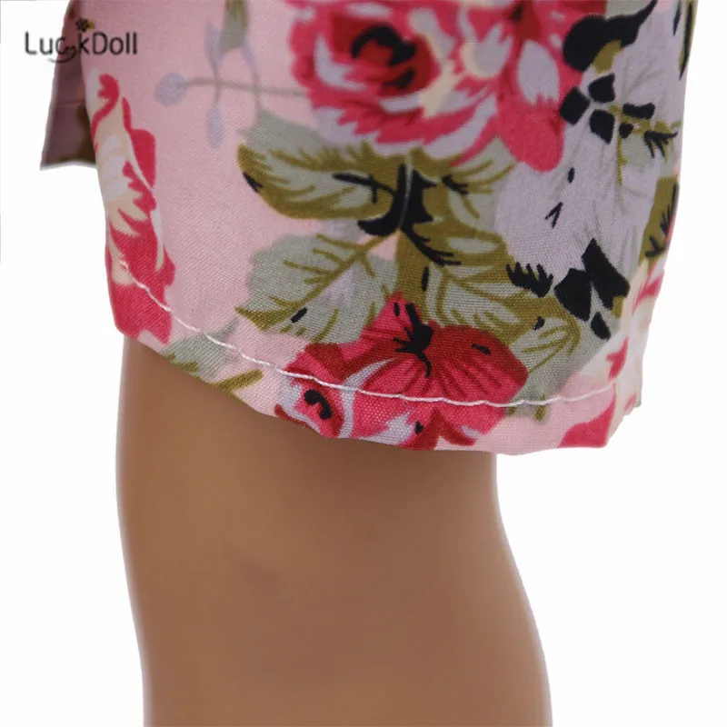 LUCKDOLL цветок короткий рукав шорты комплект подходит 18 дюймов Американский 43 см BabyDoll одежда аксессуары, игрушки для девочек, поколение, день рождения Gif