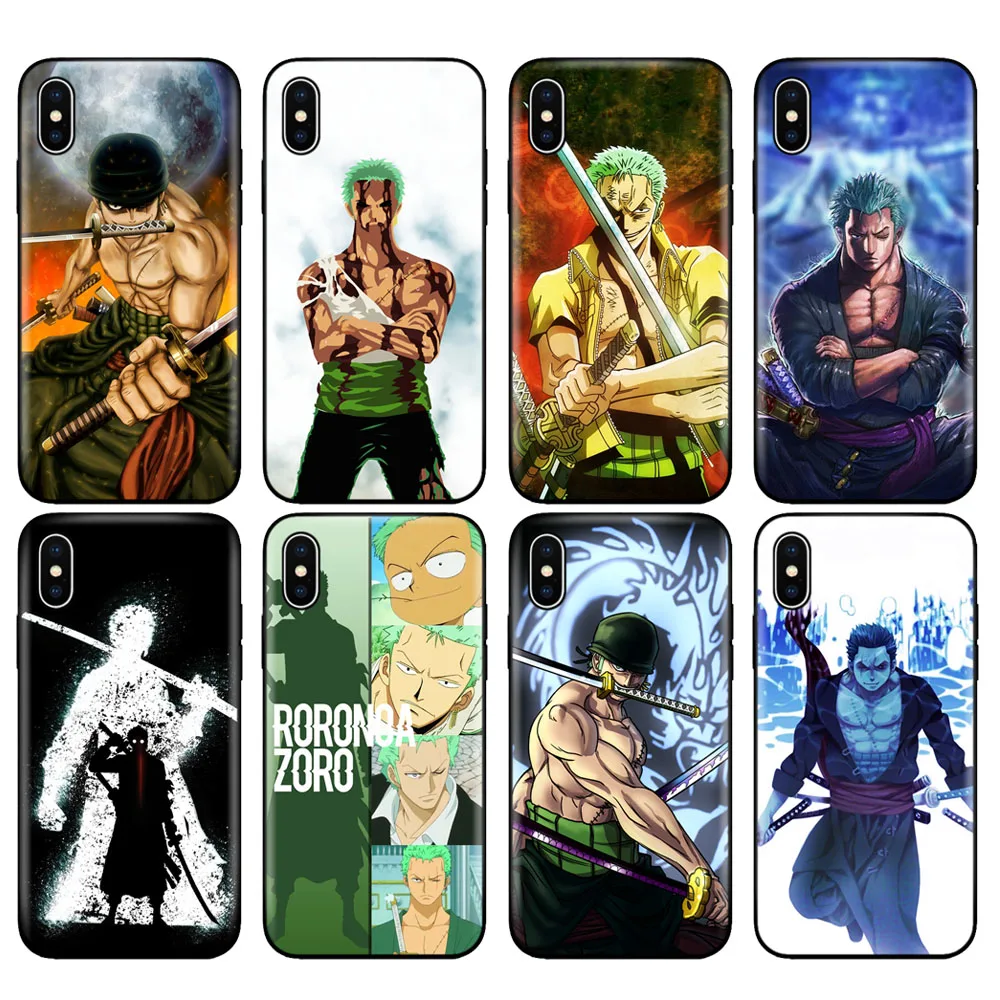 Черный чехол из ТПУ для iphone 5 5s se 6 6s 7 8 plus x 10 силиконовый XR XS 11 pro MAX One Piece Roronoa Zoro с