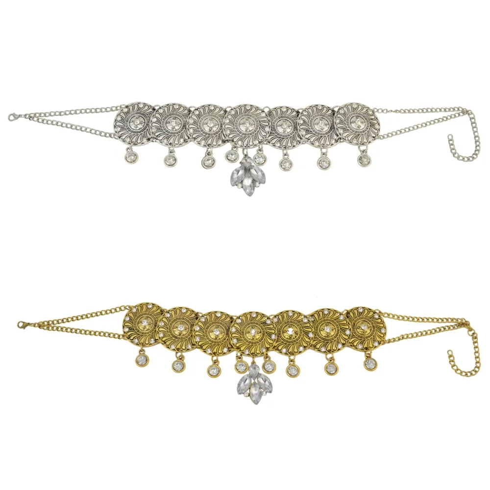 Богемное винтажное круглый кристаллический горный хрусталь Чокеры ожерелье