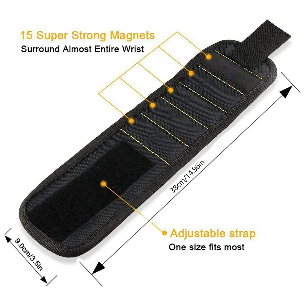 Magnetic Wrist Strap with Strong Magnets DIY Men Gifts for Screws Nail Bolts Drill Bits Fasteners Scissors and Other Handy Tool |