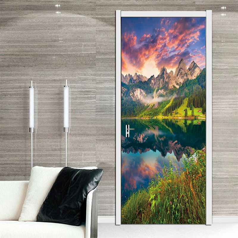 

3D Art Doors sticker landscape Scenery Oil Painting Door Paint Bedroom Living Room Corridor Door Decorative PVC Wall Stickers