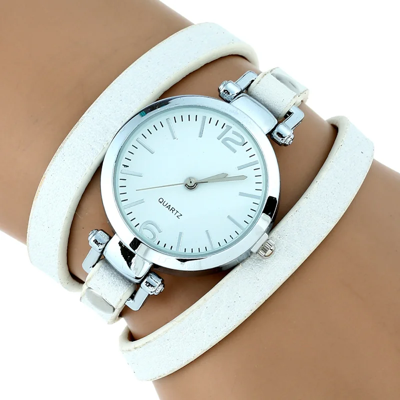 Женские наручные часы Gnova платиновые с большим ремешком из искусственной кожи