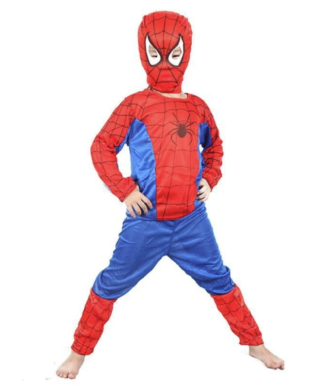 Spiderman 1 комплект, костюм Супермена, Бэтмена, Человека-паука для костюмированной вечеринки на Хэллоуин, для детей, для мальчиков и девочек, забавная одежда героя, вечерние костюмы, Disfraces, высокое качество - Цвет: Spiderman