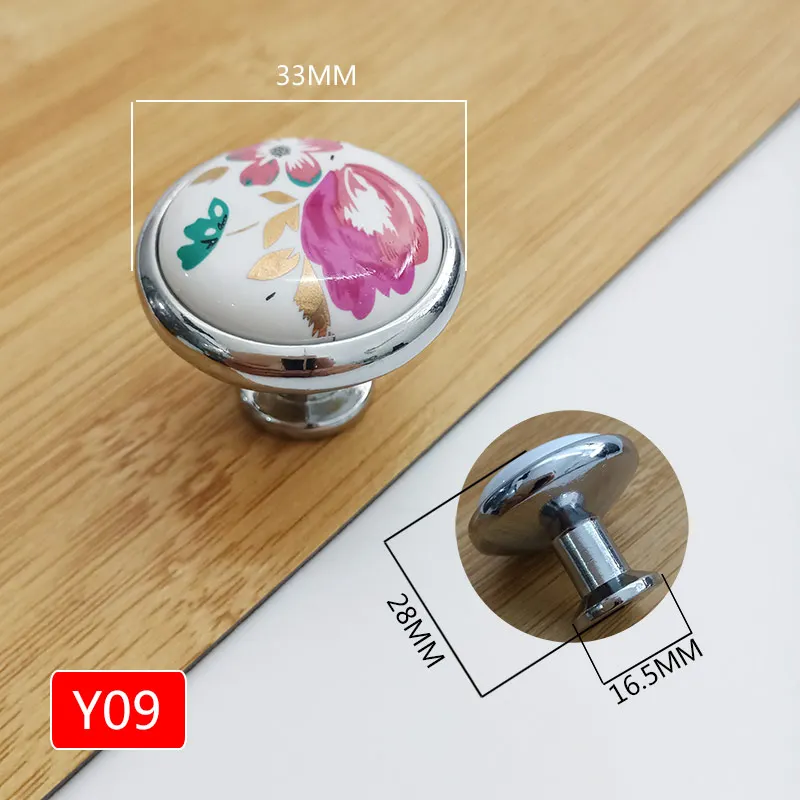 Белый цвет роза lotus love простые мебельные ручки под одно отверстие CeramicKitchen Мебельная ручка ящика шкафа - Цвет: Y09