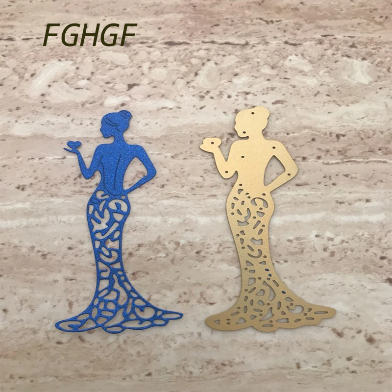 Дольд резки металла умирает красота леди сердце платье девушка Записки карты