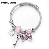 tree of life charms stainless steel bracelets bangles crystal bowknot pendant bracelet adjustable jewlery for women girls