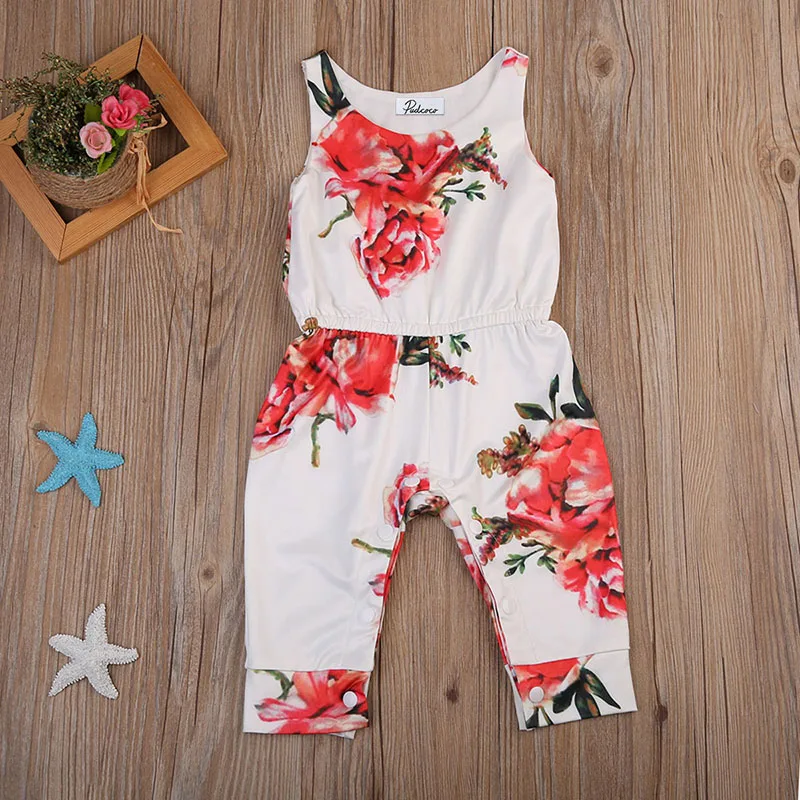 Детский комбинезон без рукавов с цветочным принтом|newborn baby girl romper|kids rompersbaby romper |