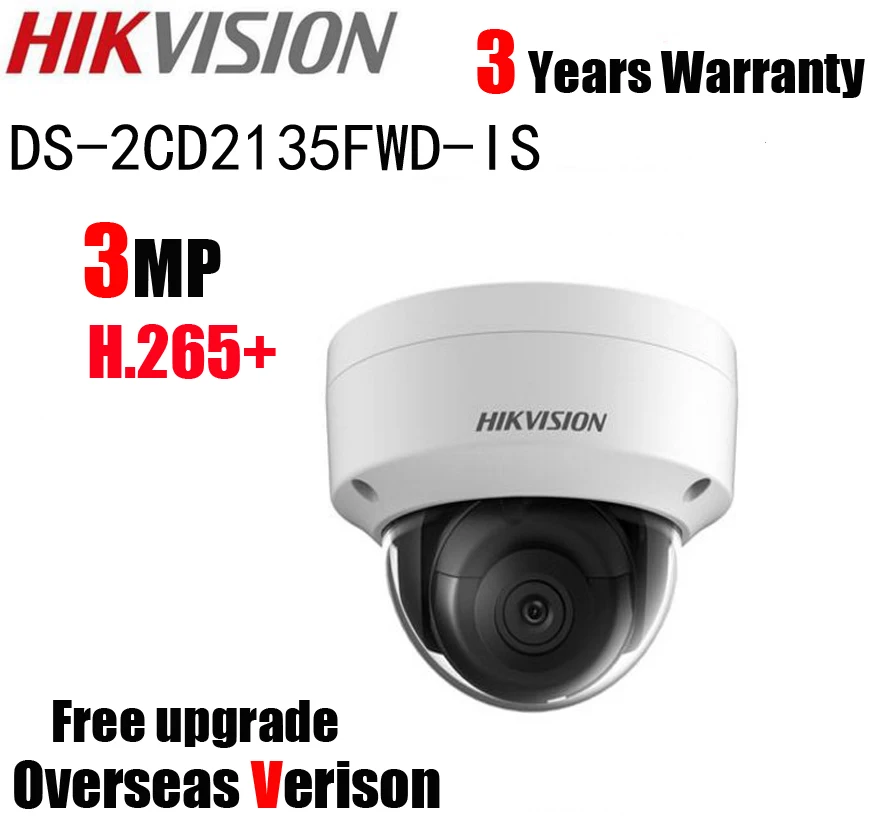 Hikvision ds-2cd2135fwd-is 3mp H.265 + IP67 IK10 CCTV IP Камера ультра-низкой освещенности купольная POE
