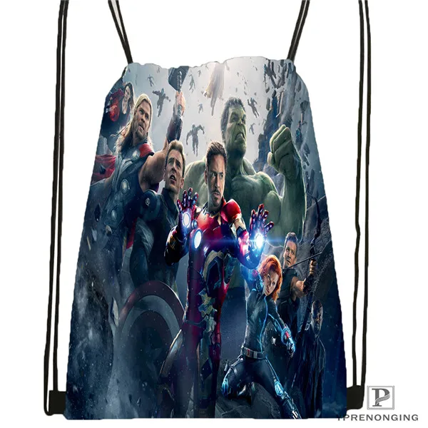 Drawstring Backpack Пользовательские Мстители из комиксов Marvel походная сумка на шнурке для мужчин и женщин милый рюкзак дети ранец(черная спина) 31x40 см#180531-01-42 - Цвет: Drawstring Backpack
