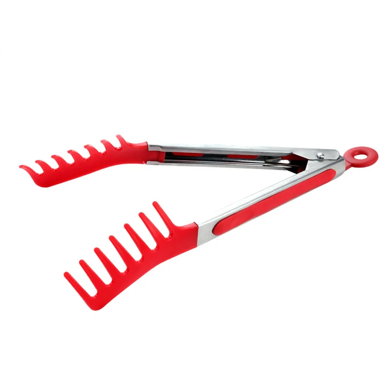 Большой Пластик барбекю Тонг гребень в форме щипцы для спагетти Лапша паста клип