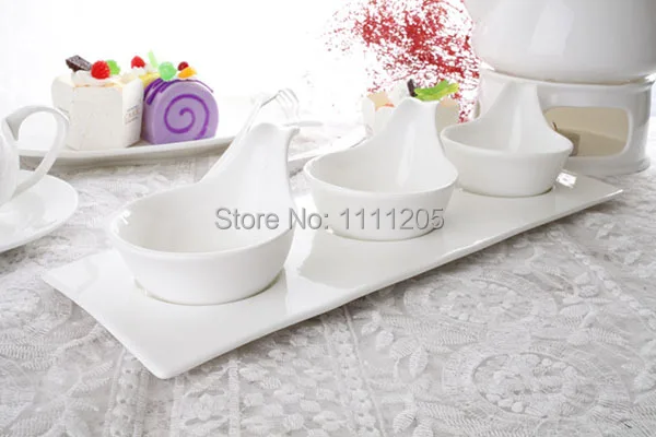 Набор тарелок для аппетитов 3 шт. миска меламинового соуса с ручкой отсека