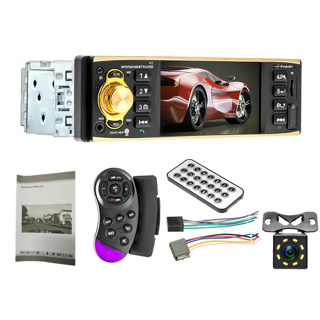 With 8 LED Camera Hikity 4019B 1din Автомагнитола аудио стерео USB AUX FM радио станция Bluetooth Авторадио MP3 плеер камера заднего вида Авто радио автомобиля - Color: With 8 LED Camera