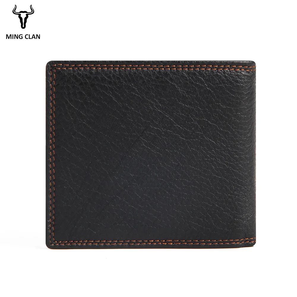 Mingclan Rfid Fashion Short Men Wallets Genuine Leather Male Purse Card Holder Wallet Zipper Wallet Coin Purse Photo Pocket Bag