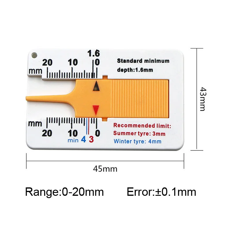 Глубиномер протектора шины 20 мм измеритель толщины колеса для автомобиля
