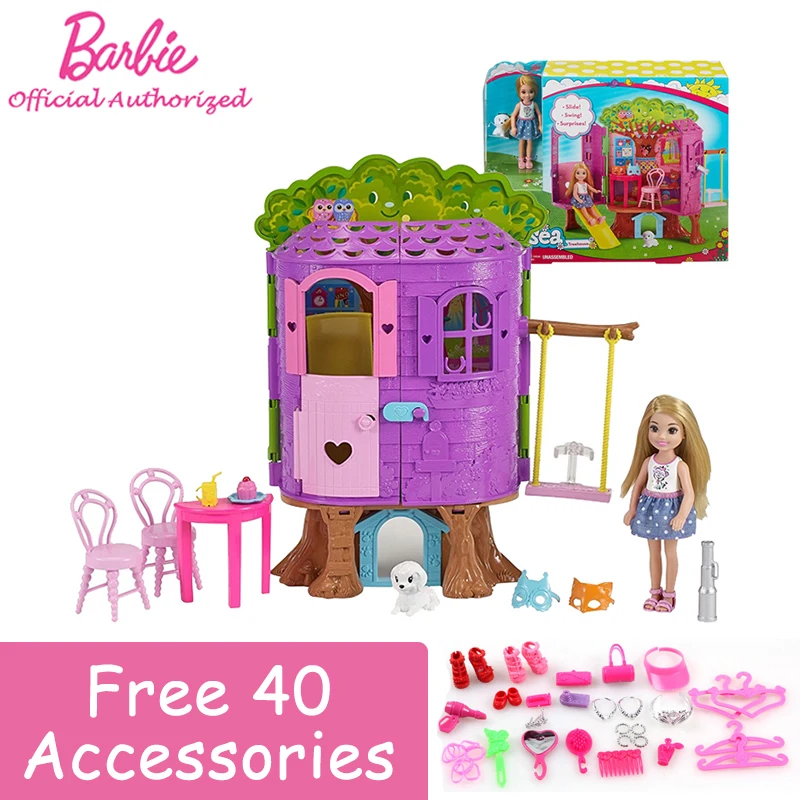 

Original Barbie Club Chelsea Treehouse Dolls Toy Mini Barbie Multi-function Pretend Toys Boneca For Christmas Gift