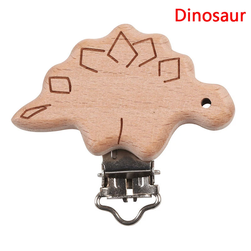 Dinosaur 1 шт. деревянная забавная Соска-пустышка, клипсы для самостоятельного ухода за ребенком, цепочка для прорезывателя, милый узор, соска-пустышка, держатель, звезда, автомобиль, медведь, кошка - Цвет: Dinosaur