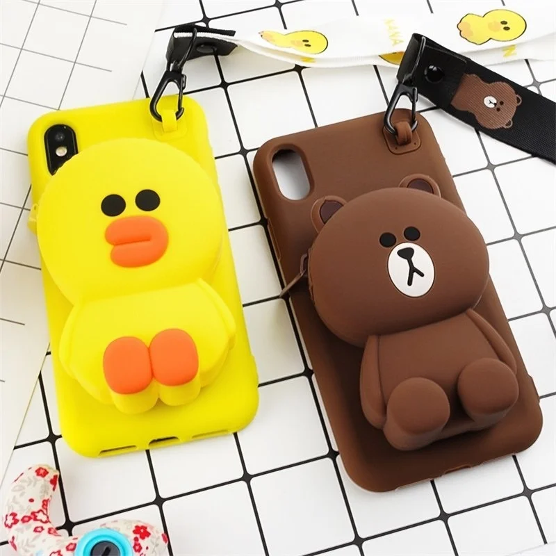 Мультяшный чехол Etui для iPhone XR X XS MAX 6 6s 7 8 Plus силиконовый чехол-кошелек с 3D милыми Fundas Mujeres Capinhas Чехлы Coque