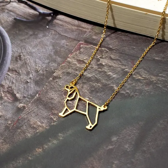 Новый трендовый Золотой Серебряный весенний спаниель оригами ожерелье животное