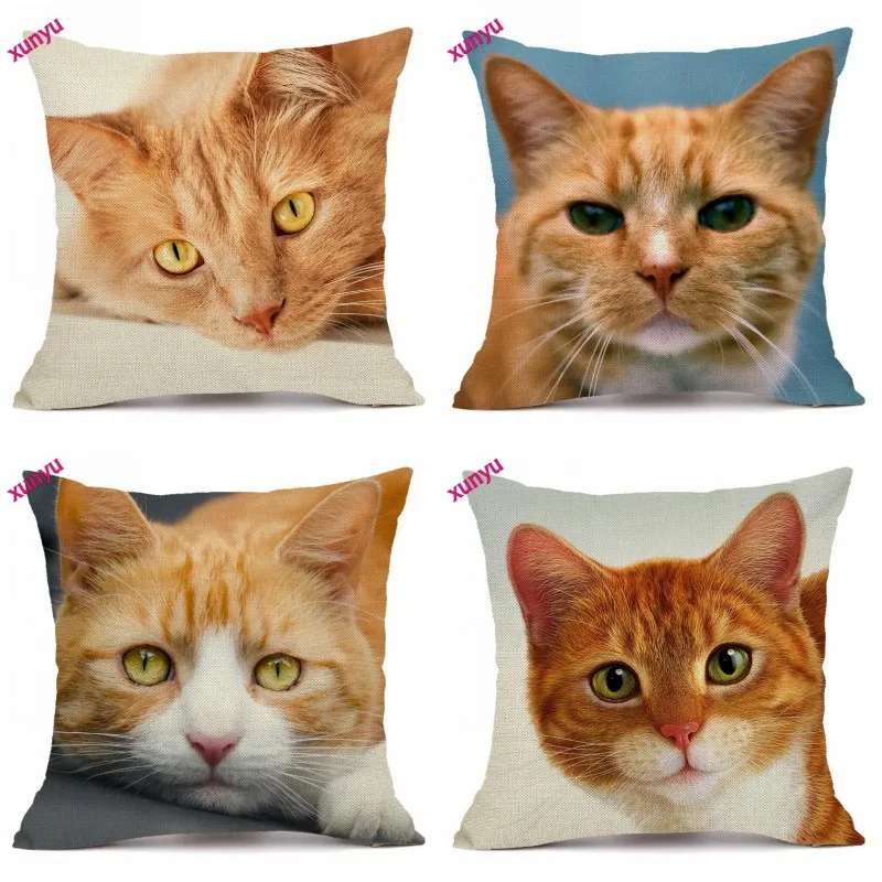 

XUNYU чехол для подушки с кошкой 45x45 см подушка в виде животного, чехол для дома, декоративная наволочка для дивана, спальни BT012