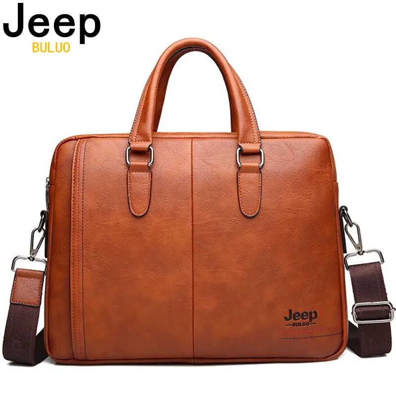 Мужской деловой портфель из спилка JEEP BULUO деловая сумка мессенджер на плечо для