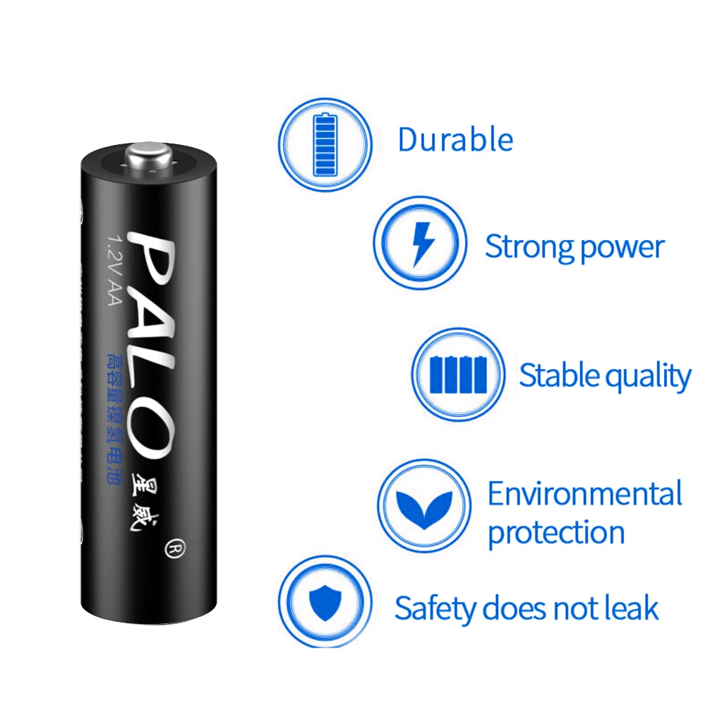 PALO 4 шт. AA батареи перезаряжаемые батареи 1,2 V AA 3000mAh Ni-MH Предварительно заряженный аккумулятор 2A батареи для камеры игрушки