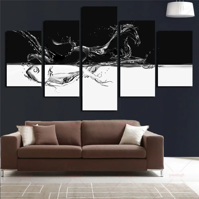 Креативные водные лошади и рыбы 5 панелей настенные художественные картины на
