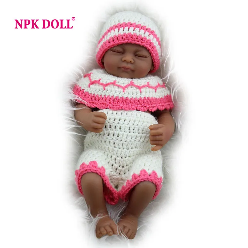 NPKDOLL Кукла Reborn африканская черная силиконовая кукла 10 дюймов 25 см мягкая
