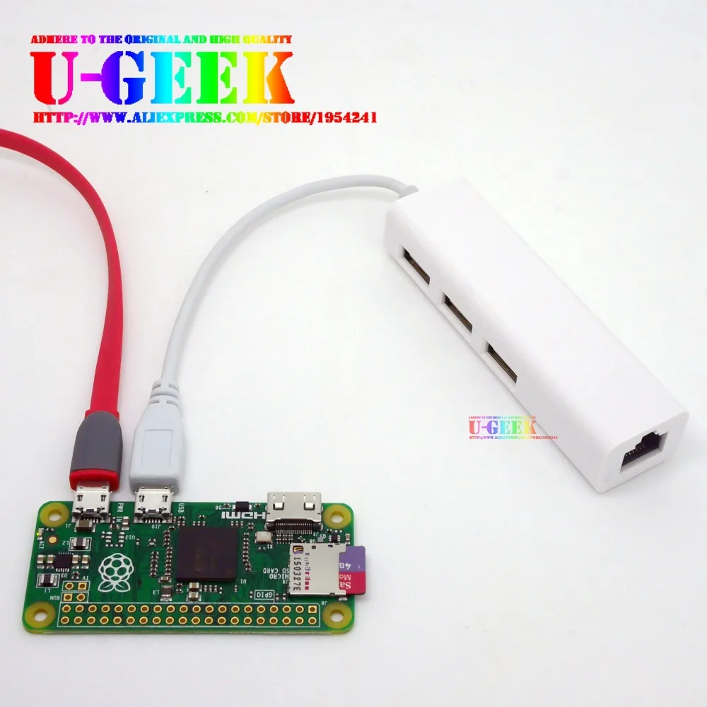 Эксклюзивный дизайн на заказ! OTG 3 порта Micro USB2.0 HUB 10/100MB RJ45 USB LAN адаптер сетевая карта для Android Mac Raspberry Pi Zero