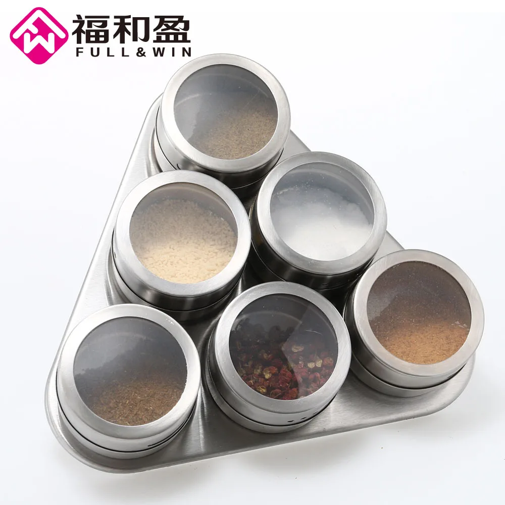 6 шт. магнитный графинчик из нержавеющей стали Набор банок для специй Солонка и