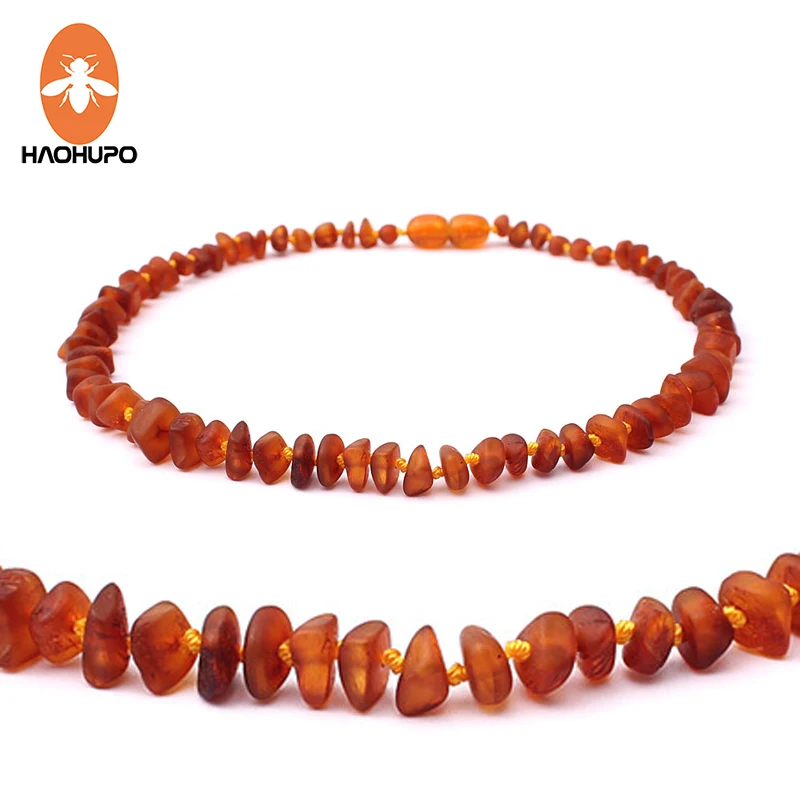 

HAOHUPO Unpolished Amber Teething Necklace for Baby Jewelry Certificated Real Baltic Raw Amber Beads 5 New Designs Gifts