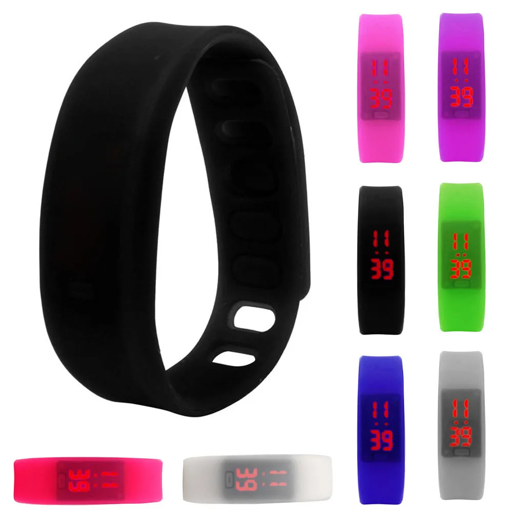 Женские и мужские резиновые светодиодные часы спортивные цифровые наручные с