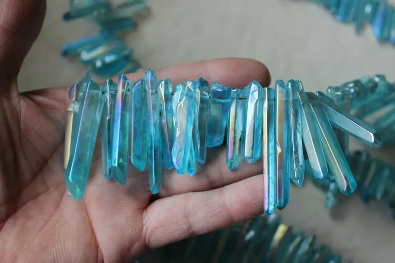 Цепочка с подвеской из кварцевого кристалла Rainbow Aqua Aura 50 шт.|necklace necklace|necklace - Фото №1