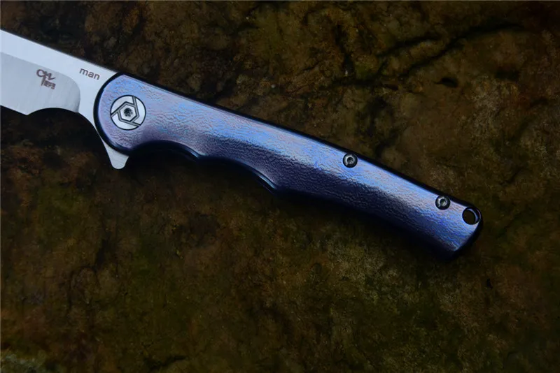 CH Flipper Pocket Razor Knife Man S35VN Blade Ball Bearing Titanium Handle Folding Outdoor knife for Gift Collections - Цвет: Blue