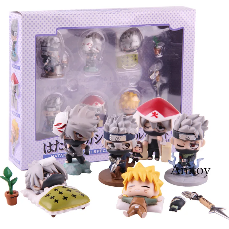 with box Наруто Shippuden Petit Chara Land Hatake kakahi Uzumaki Наруто фигурка ПВХ Коллекционная модель игрушки куклы 6 шт./компл - Цвет: with box
