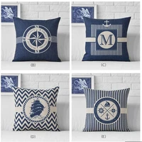 cushion cover brand sea blue compass anchor pattern marine ship 4545cm throw pillow case decorative car 1 side print almofadas