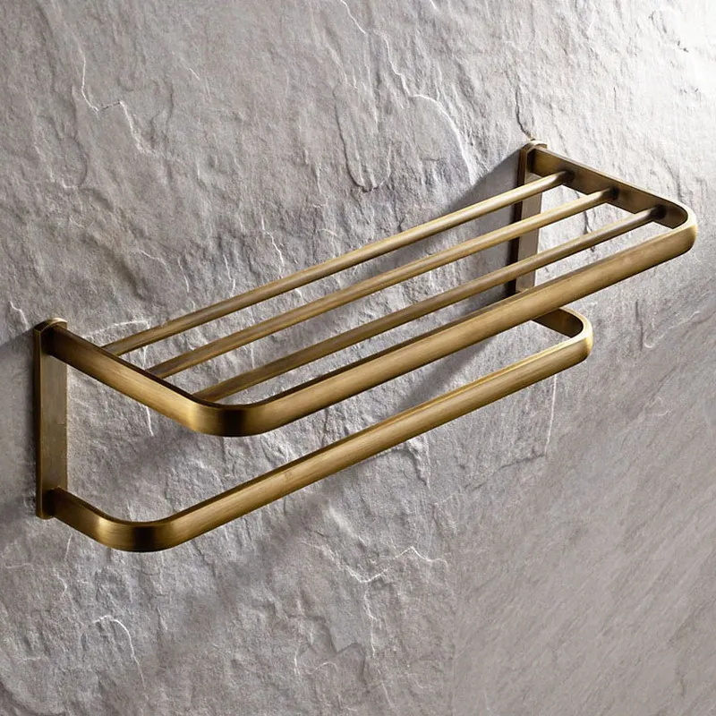 Античная латунная квадратная настенная вешалка для полотенец в ванную комнату