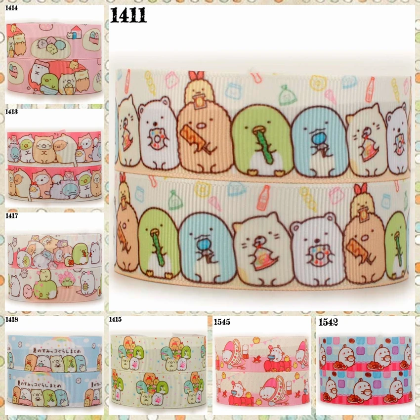 

Random delivery sales 5/10/20 yards sumikko gurashi cartoon ribbon printed grosgrain ribbon Free shipping