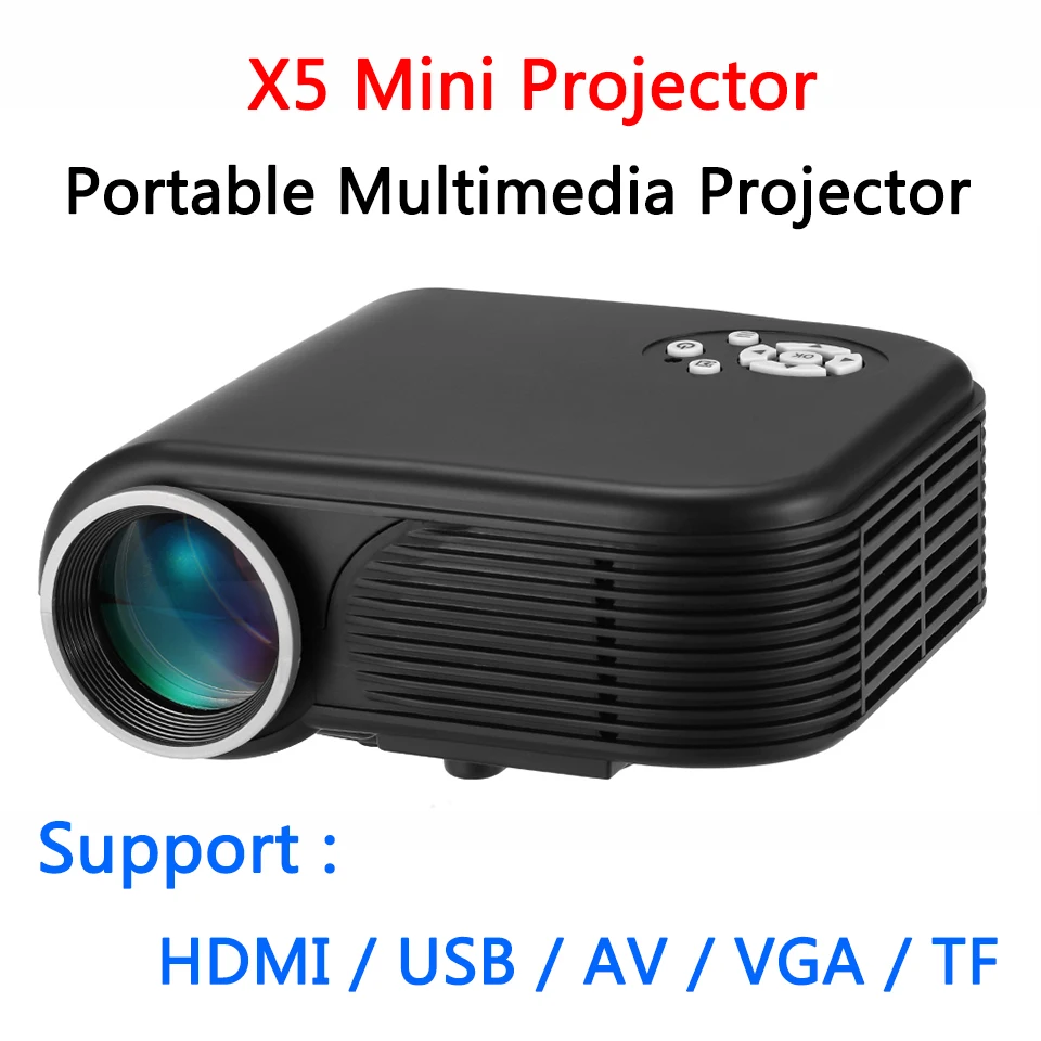 Светодиодный мини-проектор X5 180 лм 1080P ЖК-экран 640x480 MAX 1920x1080 с HDMI VGA USB AV домашний