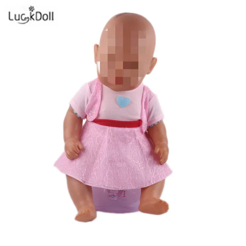 LUCKDOLL модное летнее розовое платье подходит 18 дюймов Американский 43 см детская кукла одежда аксессуары, игрушки для девочек, поколение, подарок на день рождения