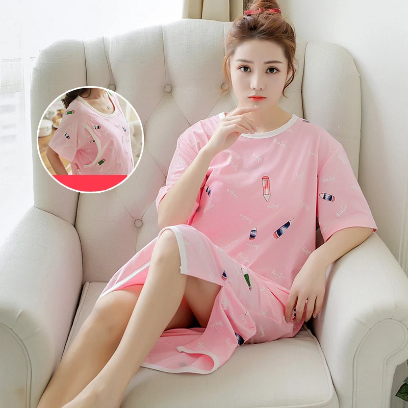 

Dollplus Maternity Breastfeeding Nursing Nightgowns Room Wear Sleepwear Nightie Nightwear Breast Feeding Pajamas Pregnancy Dress