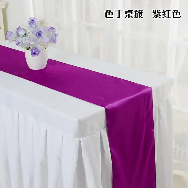 

Satin Wedding Hotel Tablecloth Table Runner Free shipping 30cm X 275cm 10pieces Satin Table Runner Wedding Decoration 24 Colors