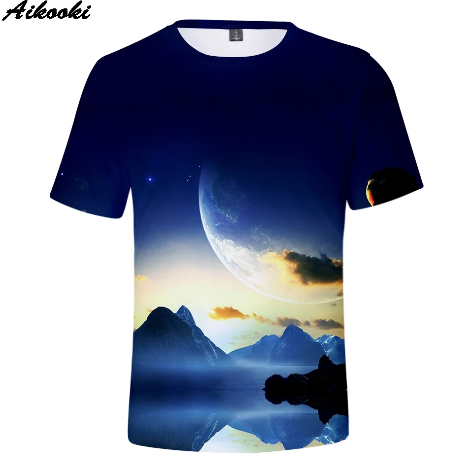 Hot sale Sky stars 3D print short sleeve t-shirt Boy/Girl Summer Tee Fashion Personality O-neck Breathable top Plus size 4XL | Мужская