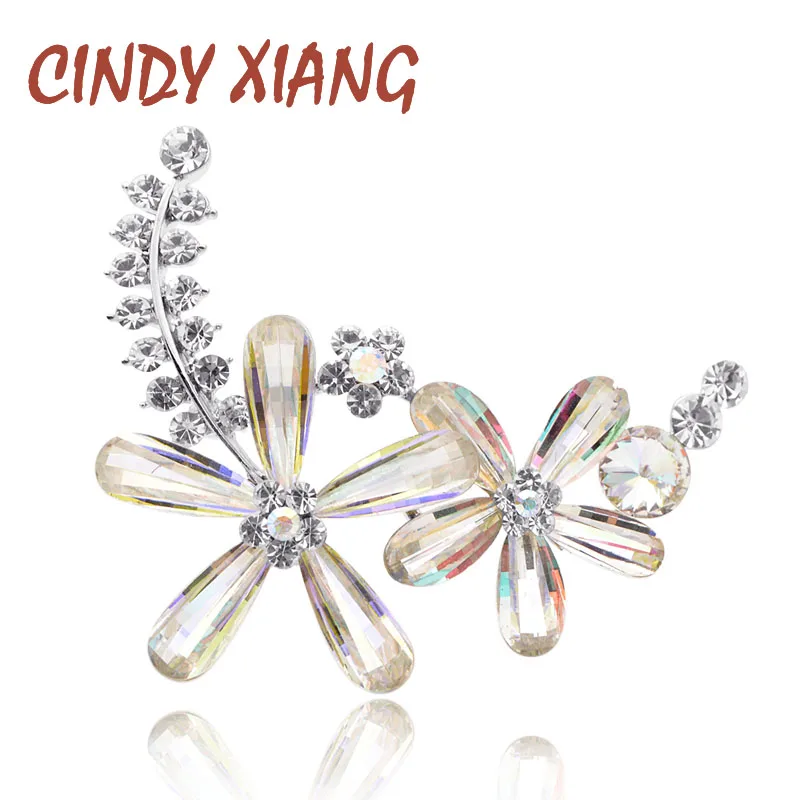 CINDY XIANG блестящий хрустальный цветок броши для женщин Искрящаяся Элегантная