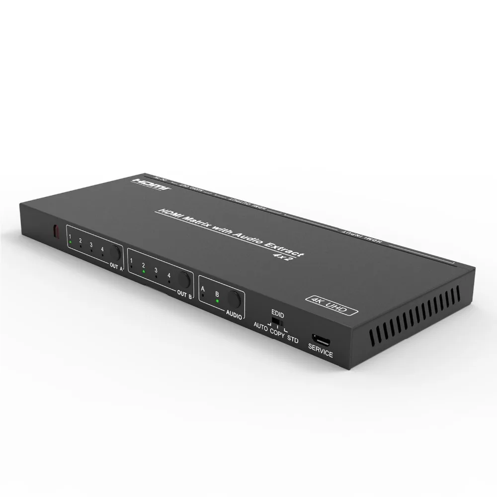 AM-A42A видео коммутатор 4 в 2 выход HDMI матрица с аудио разделения L/R сплиттер KVM черный