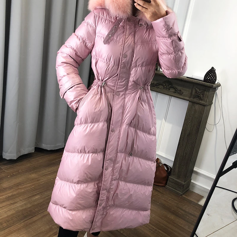 New Double Real Fur Collar Coat Natural Fox 2020 Winter Jacket Women long Down slim thick Warm White Duck Parkas YRF13 | Женская одежда
